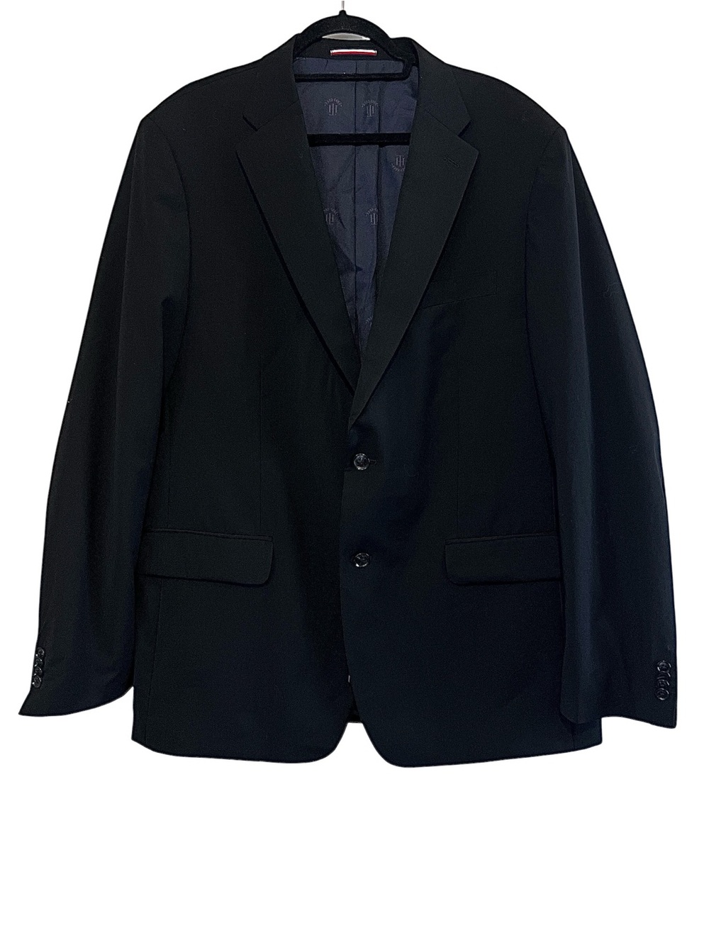 Tommy Hilfiger Men's Black Wool Blend Blazer Sport Coat 46L NWOT